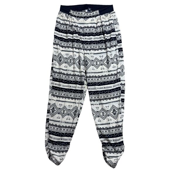 Windsor Black White Geometric Pattern Pants Elephant Style Jogger Woman's Lg NWT - Picture 1 of 3